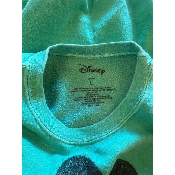 Disney Mickey Mouse Sweatshirt Teal Green Graphic Classic Pullover Size L - Picture 3 of 5